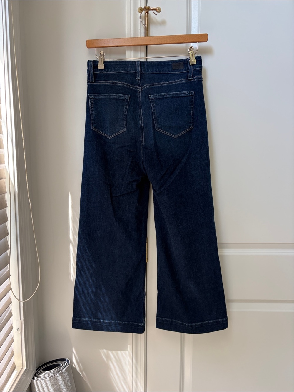 PAIGE Dark Blue Wide-Leg High-Rise Jeans - Picture 4 of 9
